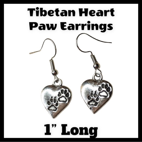 Paw Print Heart Earrings - Picture 3 of 12